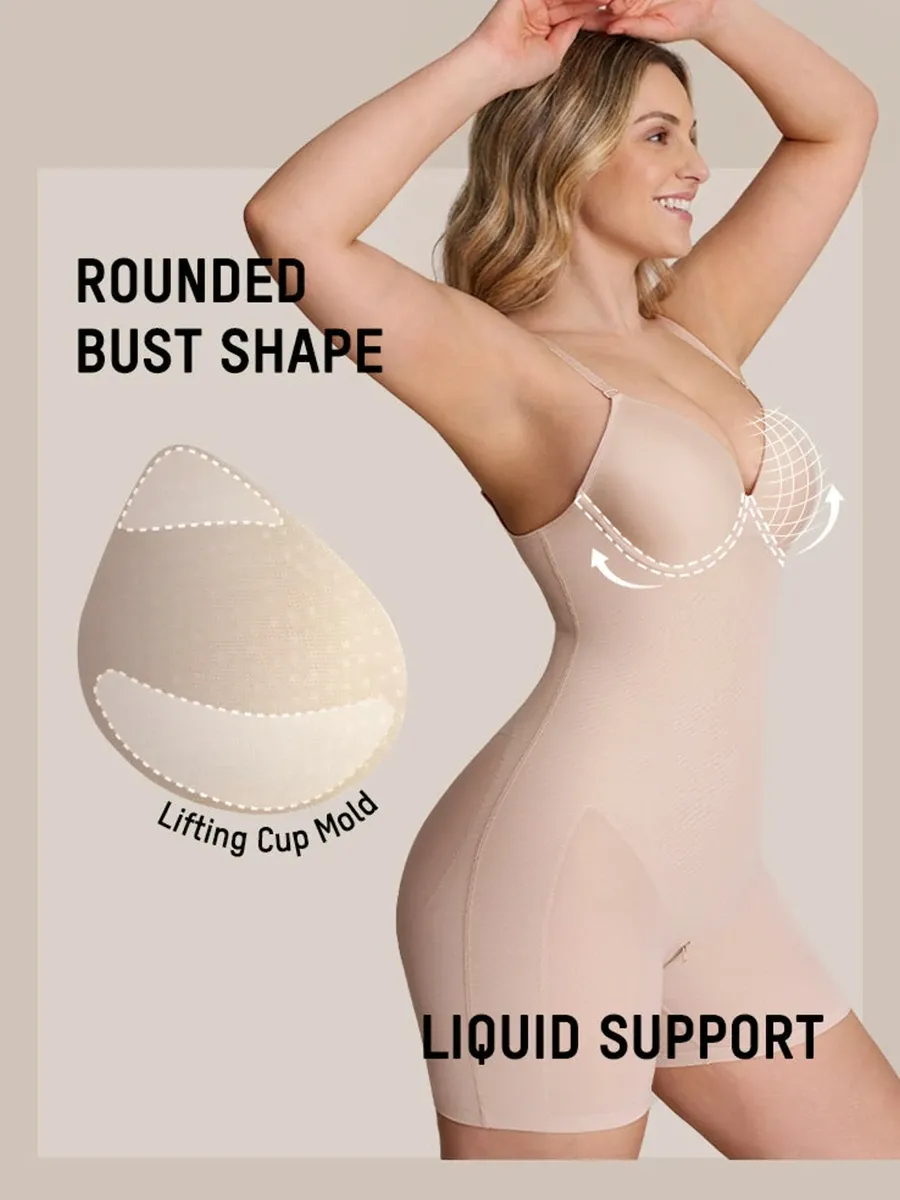 Seamless Plunge Underwire Cami Mid-Thigh Bodysuit