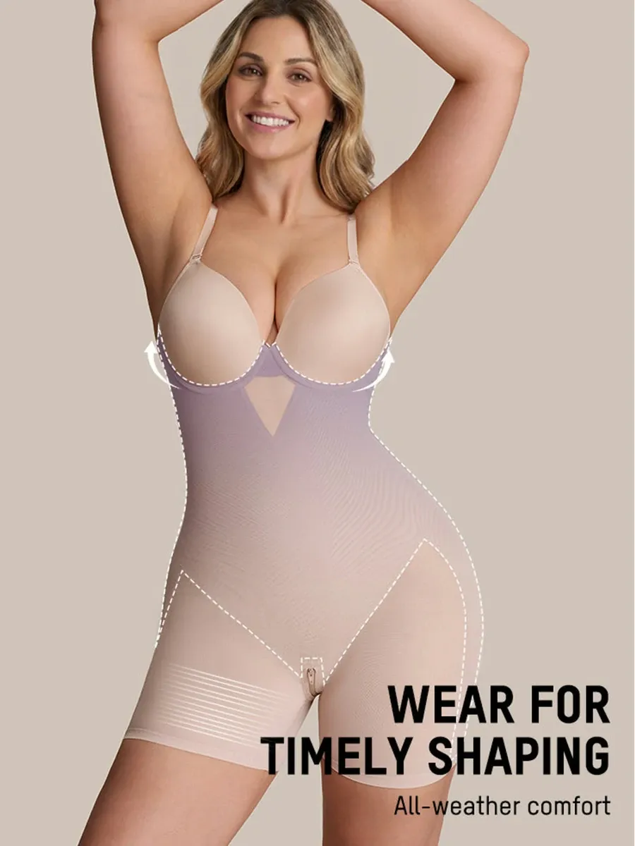 Seamless Plunge Underwire Cami Mid-Thigh Bodysuit