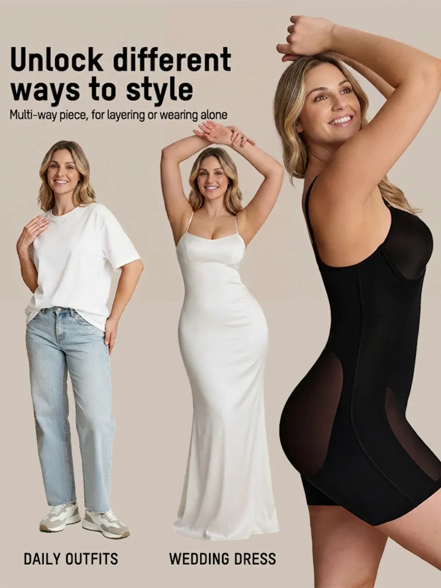 Seamless Plunge Underwire Cami Mid-Thigh Bodysuit