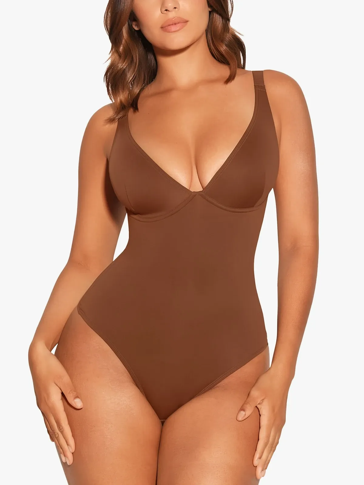 Deep Plunge Underwire Tummy Control Thong Bodysuit