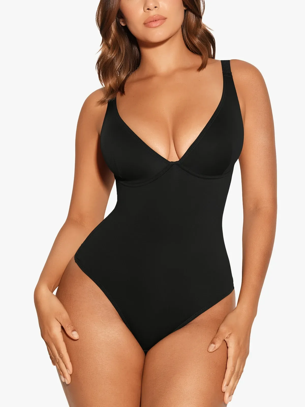 Deep Plunge Underwire Tummy Control Thong Bodysuit