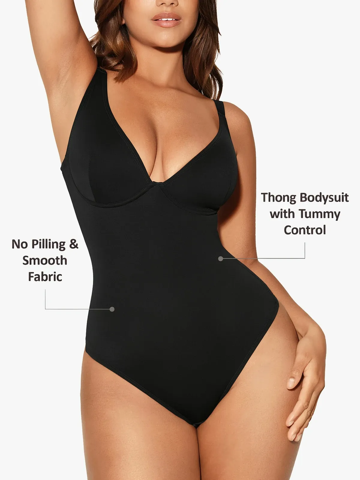 Deep Plunge Underwire Tummy Control Thong Bodysuit