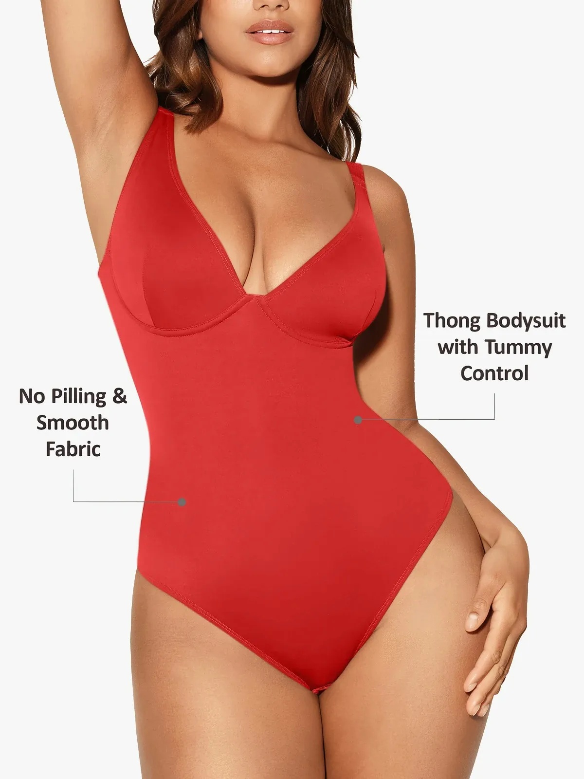 Deep Plunge Underwire Tummy Control Thong Bodysuit