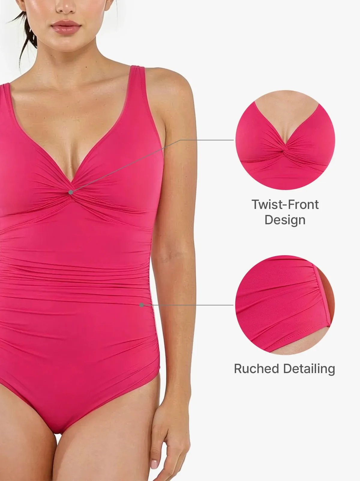 Ruched Twist Front Sculpting One-Piece Swimsuit