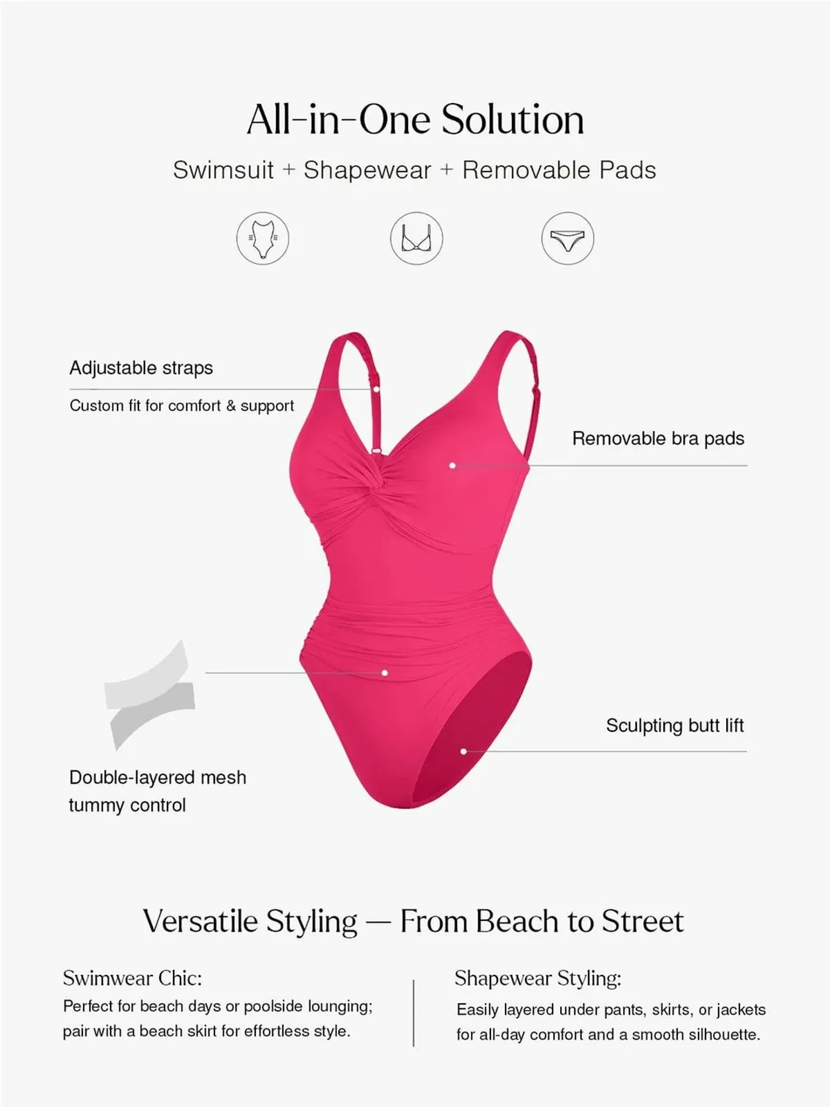 Ruched Twist Front Sculpting One-Piece Swimsuit