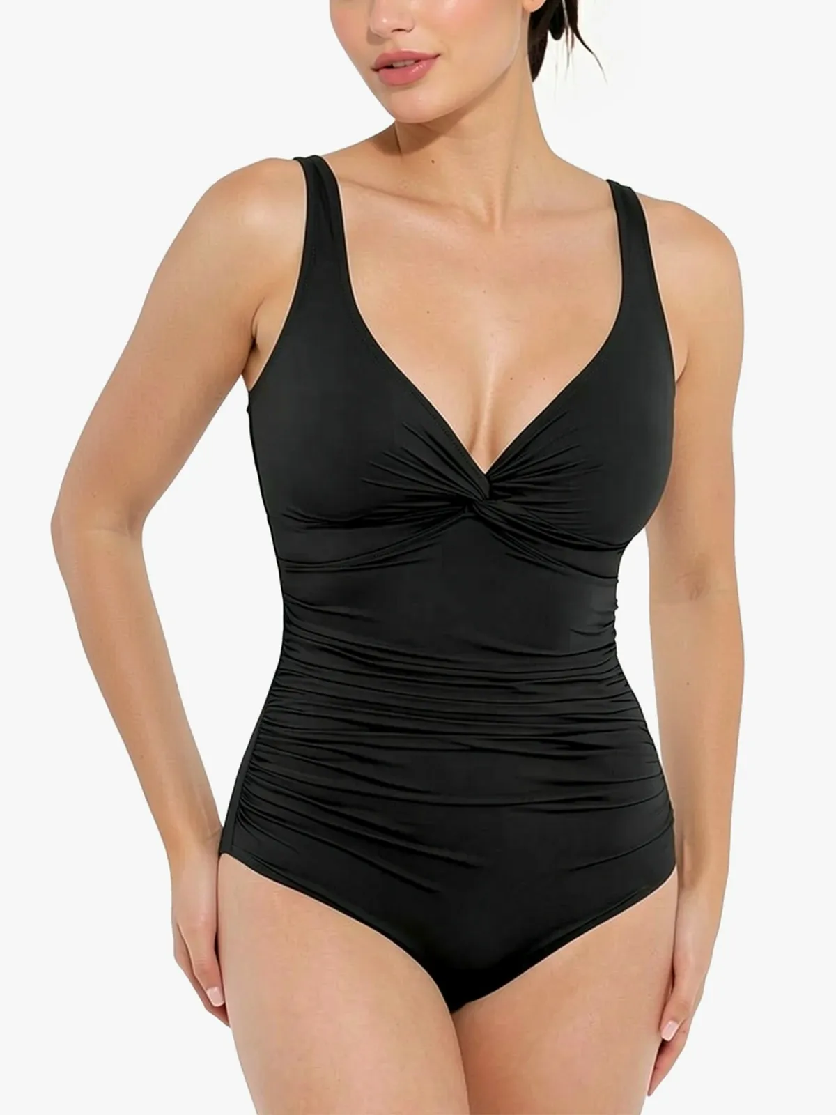 Ruched Twist Front Sculpting One-Piece Swimsuit