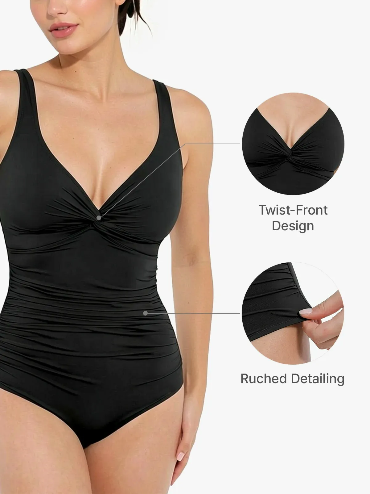 Ruched Twist Front Sculpting One-Piece Swimsuit
