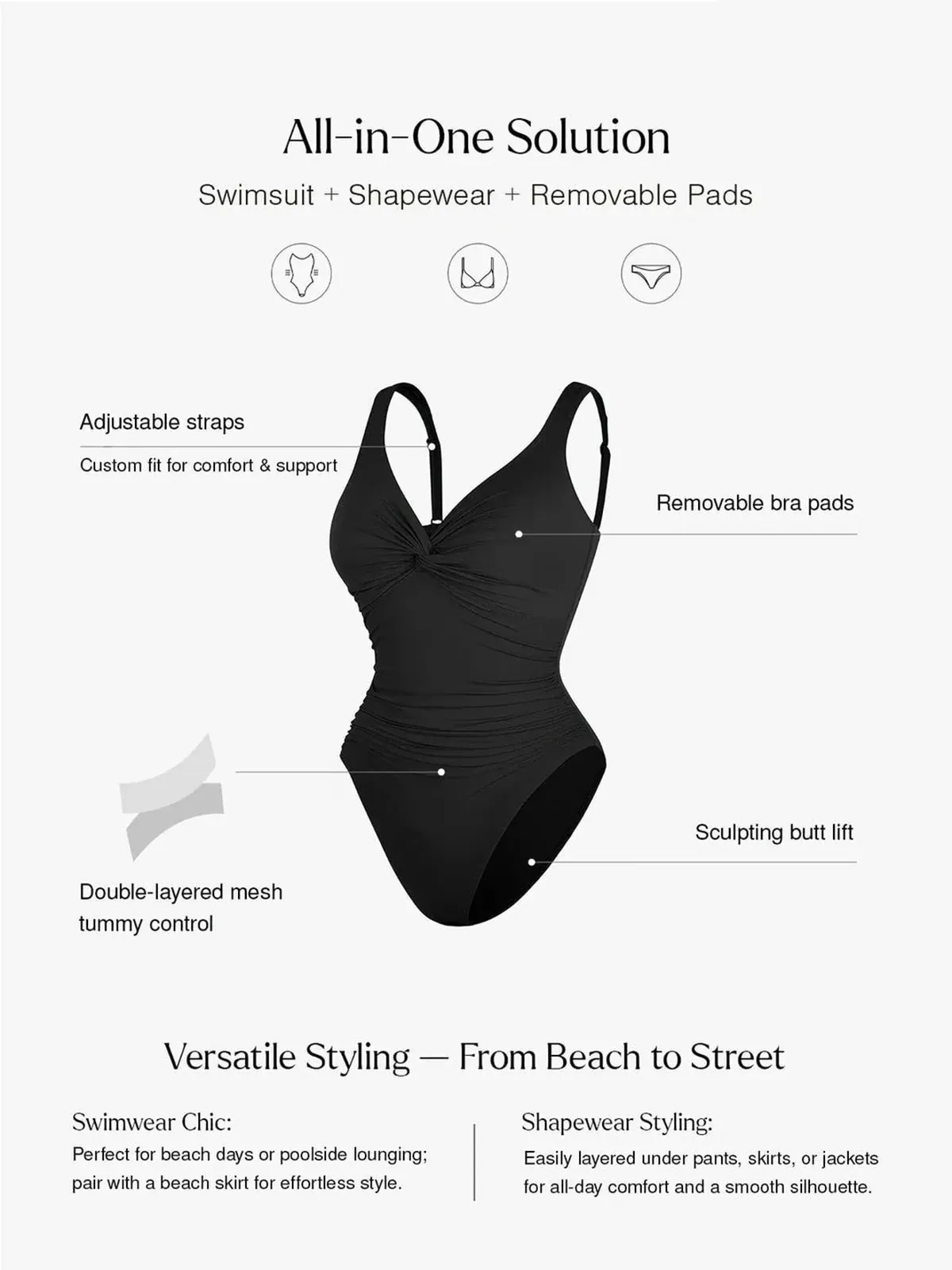 Ruched Twist Front Sculpting One-Piece Swimsuit