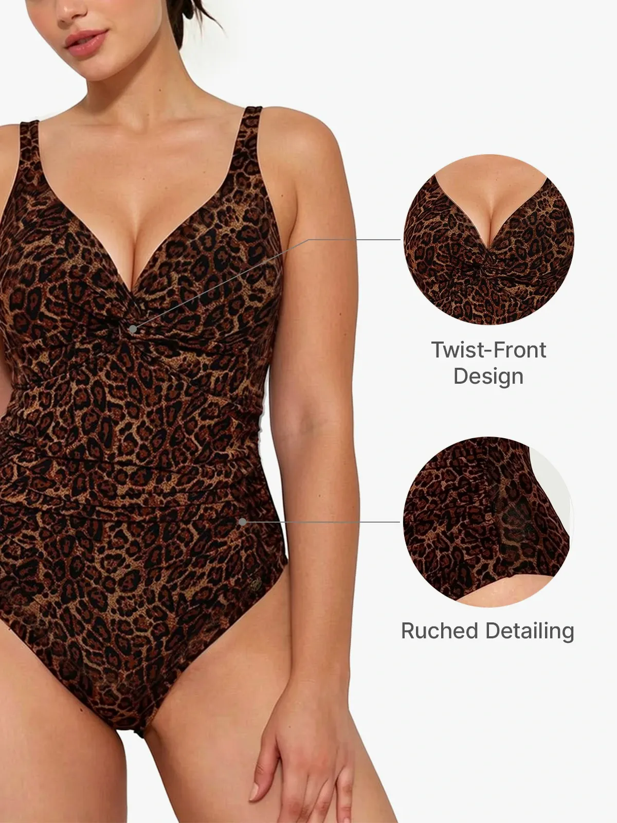 Ruched Twist Front Sculpting One-Piece Swimsuit