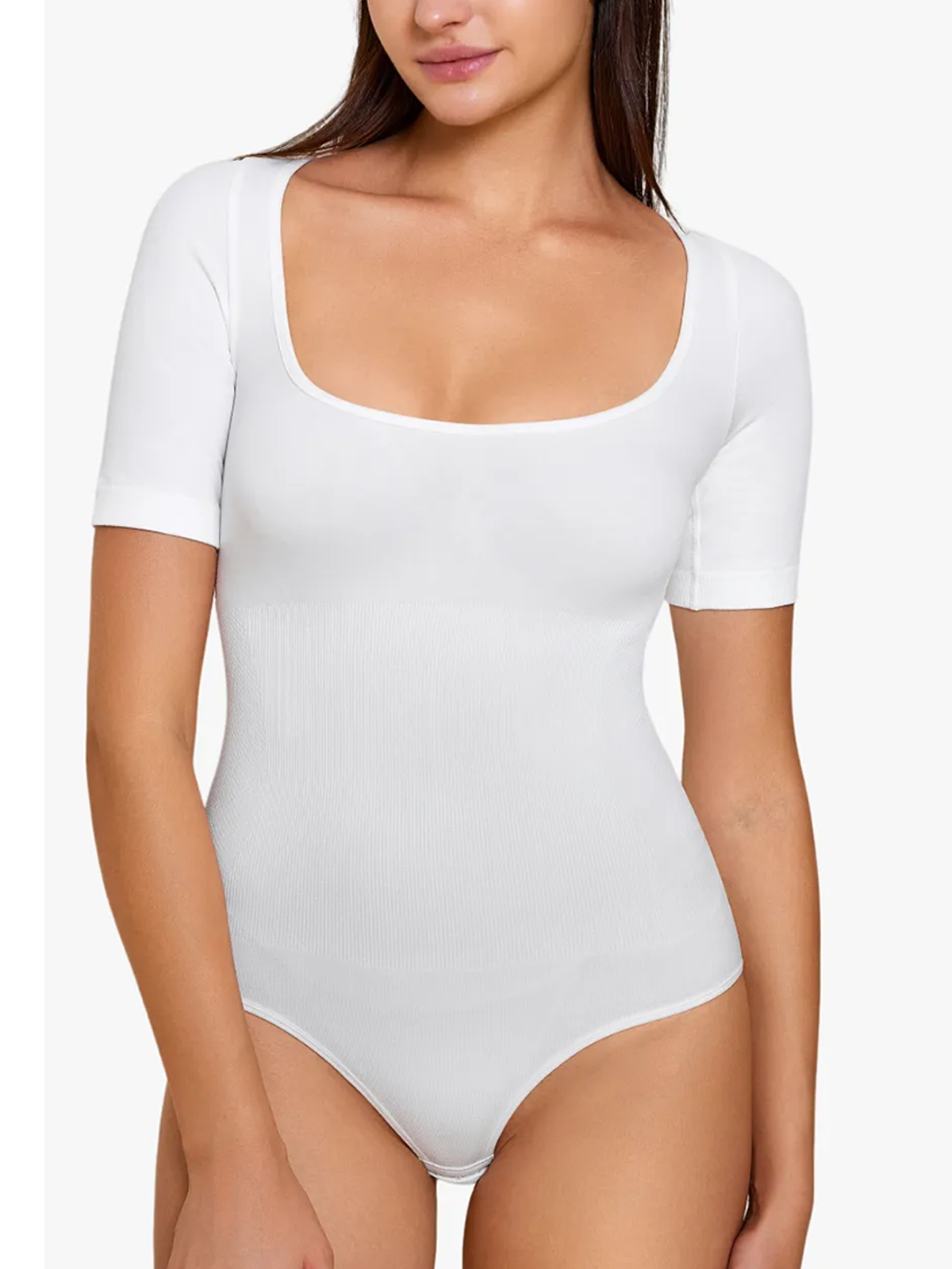 Rare Rose 2 Riches 2 Pieces Bodysuits for Women Sexy Ribbed Square Neck Short Sleeve Bodysuit Tops BO004-Brabic
