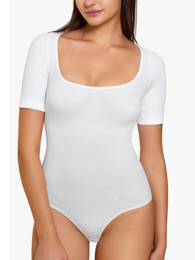 Rare Rose 2 Riches 2 Pieces Bodysuits for Women Sexy Ribbed Square Neck Short Sleeve Bodysuit Tops BO004