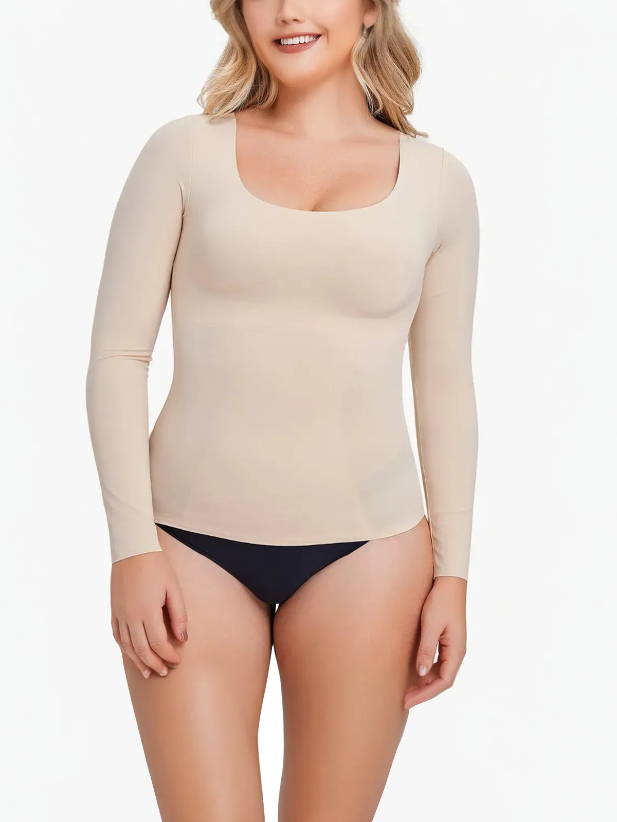 Round Neck Long Sleeve Top-Brabic