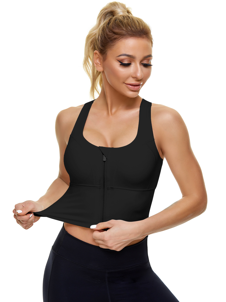 Sports Bras Workout Shirts Zip Front Fitness Crop Sports Bras-Brabic
