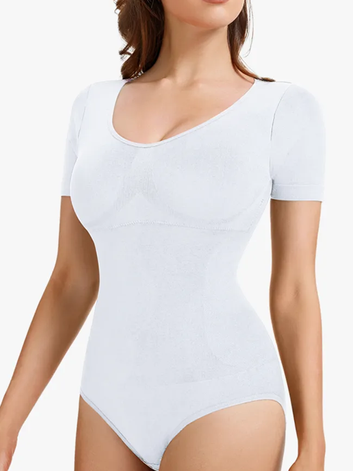 Sleek Seamless Round Neck Short Sleeve Bodysuit Casual Elegance For Going Out-Brabic