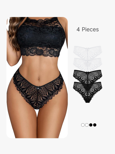 BRABIC Women Lace Criss Cross Bikini Underwear Sexy Cheeky Panties TA001