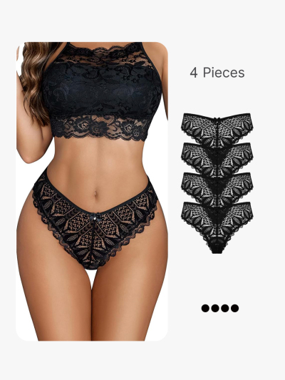 BRABIC Women Lace Criss Cross Bikini Underwear Sexy Cheeky Panties TA001