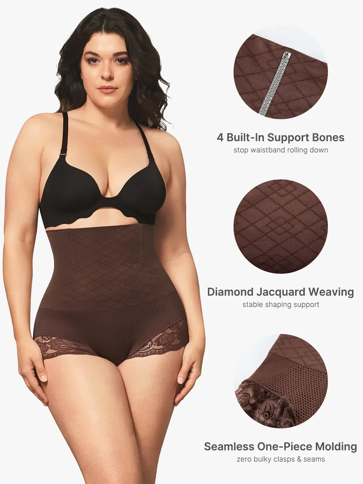 Seamless High Waist Tummy Control Lace Trimmed Control Panties