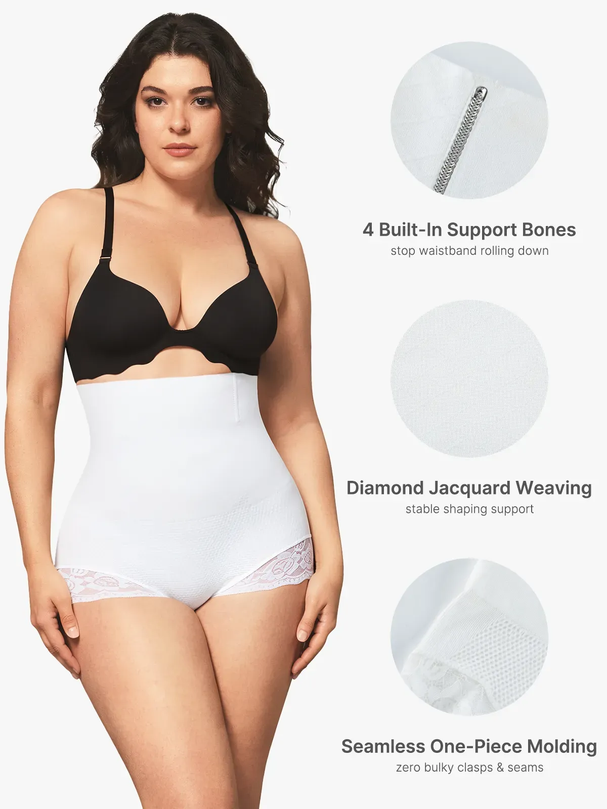 Seamless High Waist Tummy Control Lace Trimmed Control Panties