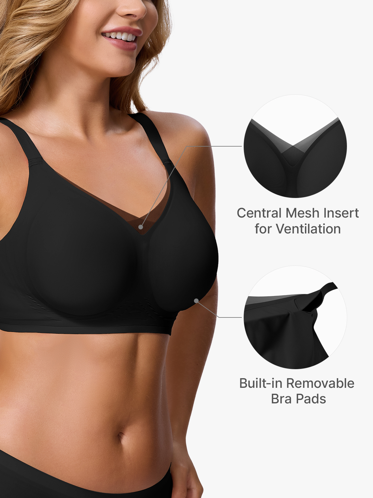 Seamless Cross Mesh Push up Everyday Bra