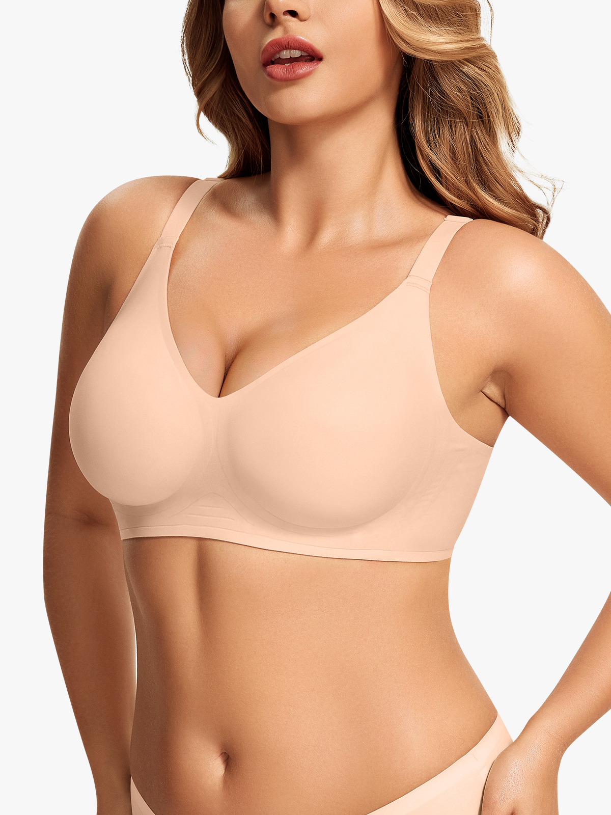 Seamless V-Neck Push up Wireless Everyday Bra