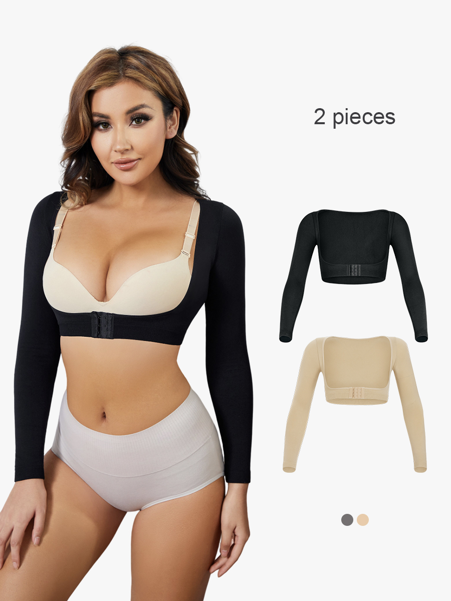 BRABIC 2-Piece Set Compression Women's Upper Arm Shaper Faja Post Surgery Slimming Sleeves Shapewear Tops TO003