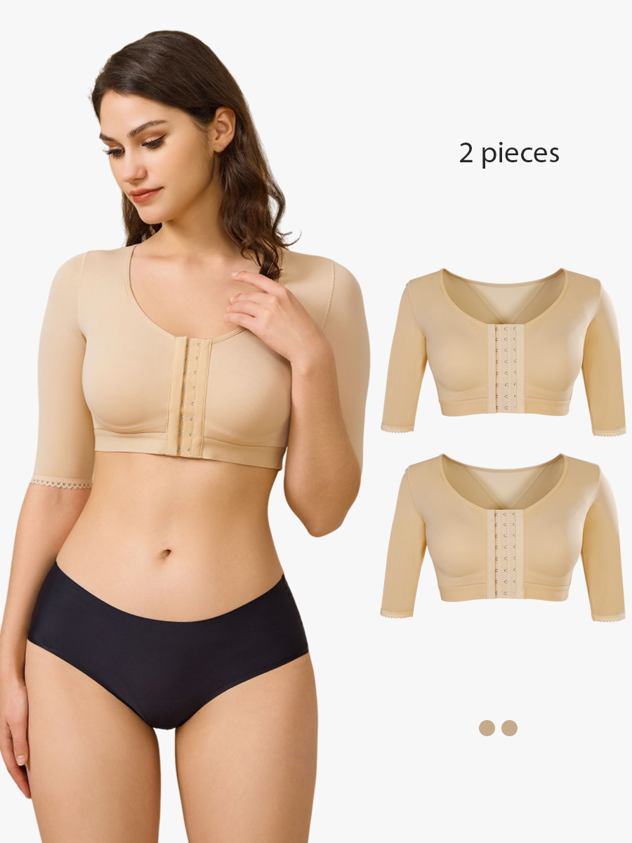 2 Pieces Arm Compression Sleeve Post Surgical Tops Shapewear with Built-in Bra-Brabic