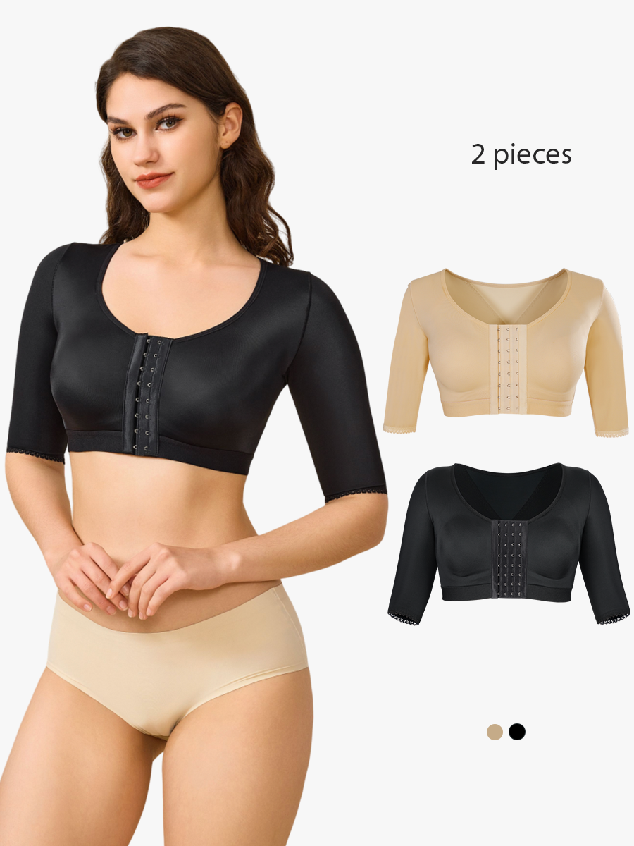 2 Pieces Arm Compression Sleeve Post Surgical Tops Shapewear with Built-in Bra-Brabic