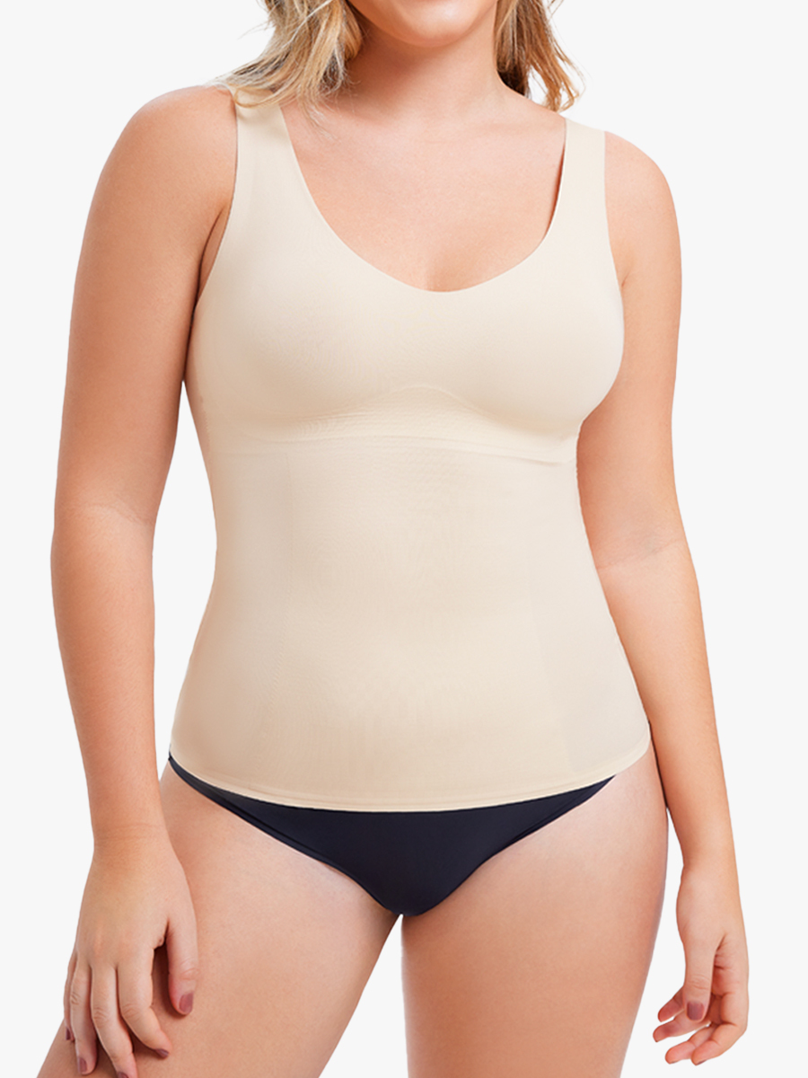 V Neck Wide Strap Shaper Camisole Tummy Control Shape Wear Tank Top-Brabic