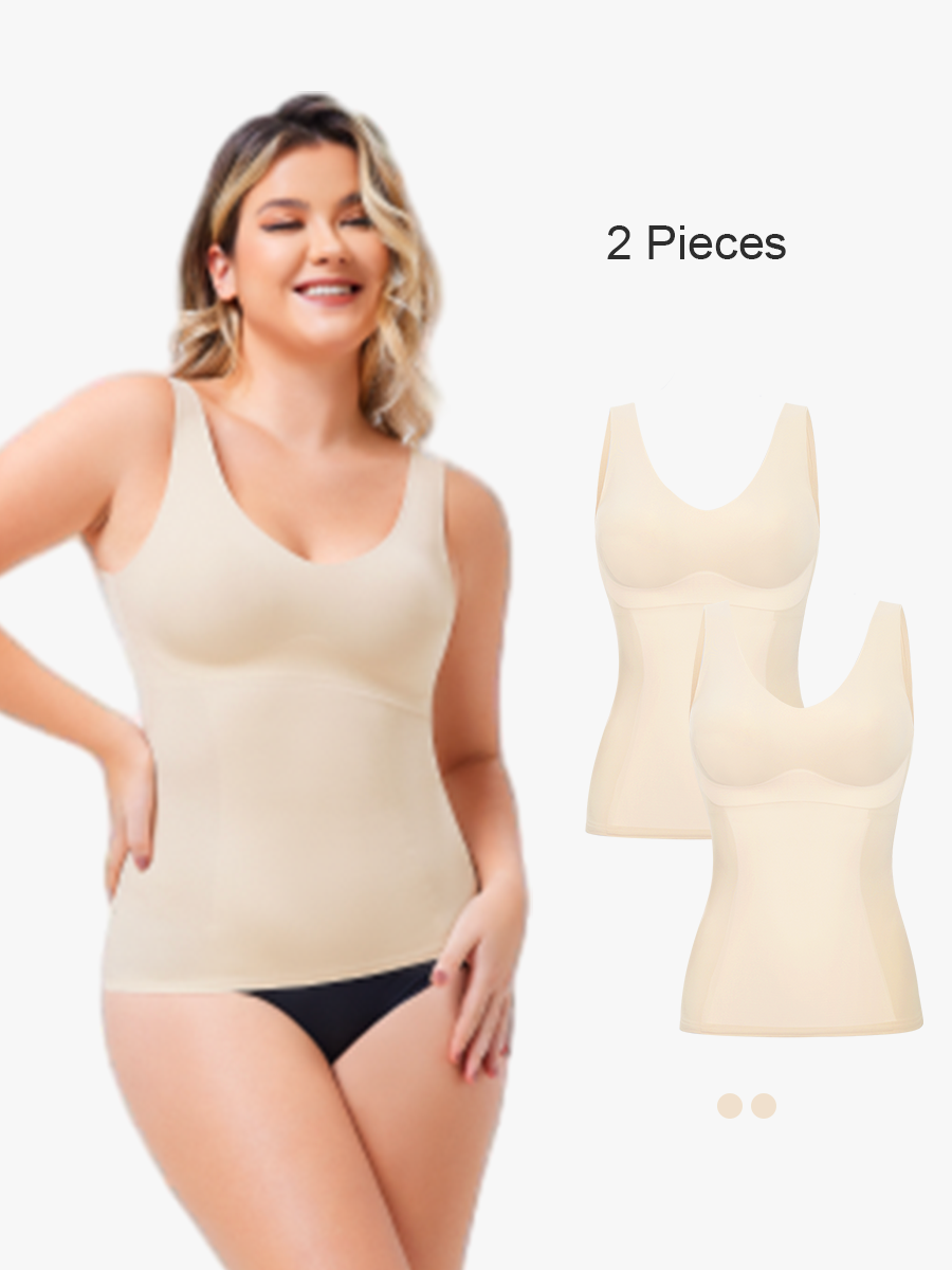 BRABIC 2 Piece Set Tummy Control Compression Tank Top for Women V-Neck Camisole TO005