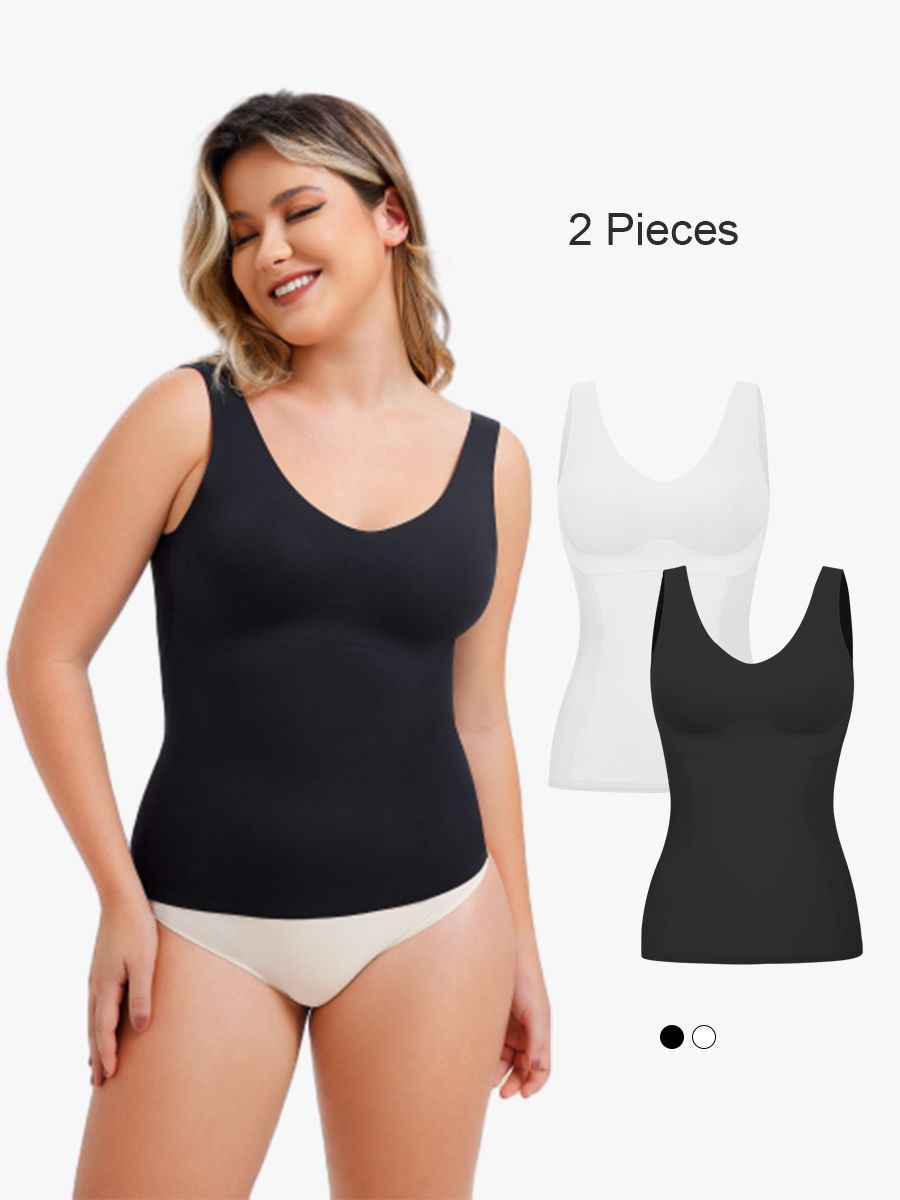 BRABIC 2 Piece Set Tummy Control Compression Tank Top for Women V-Neck Camisole TO005