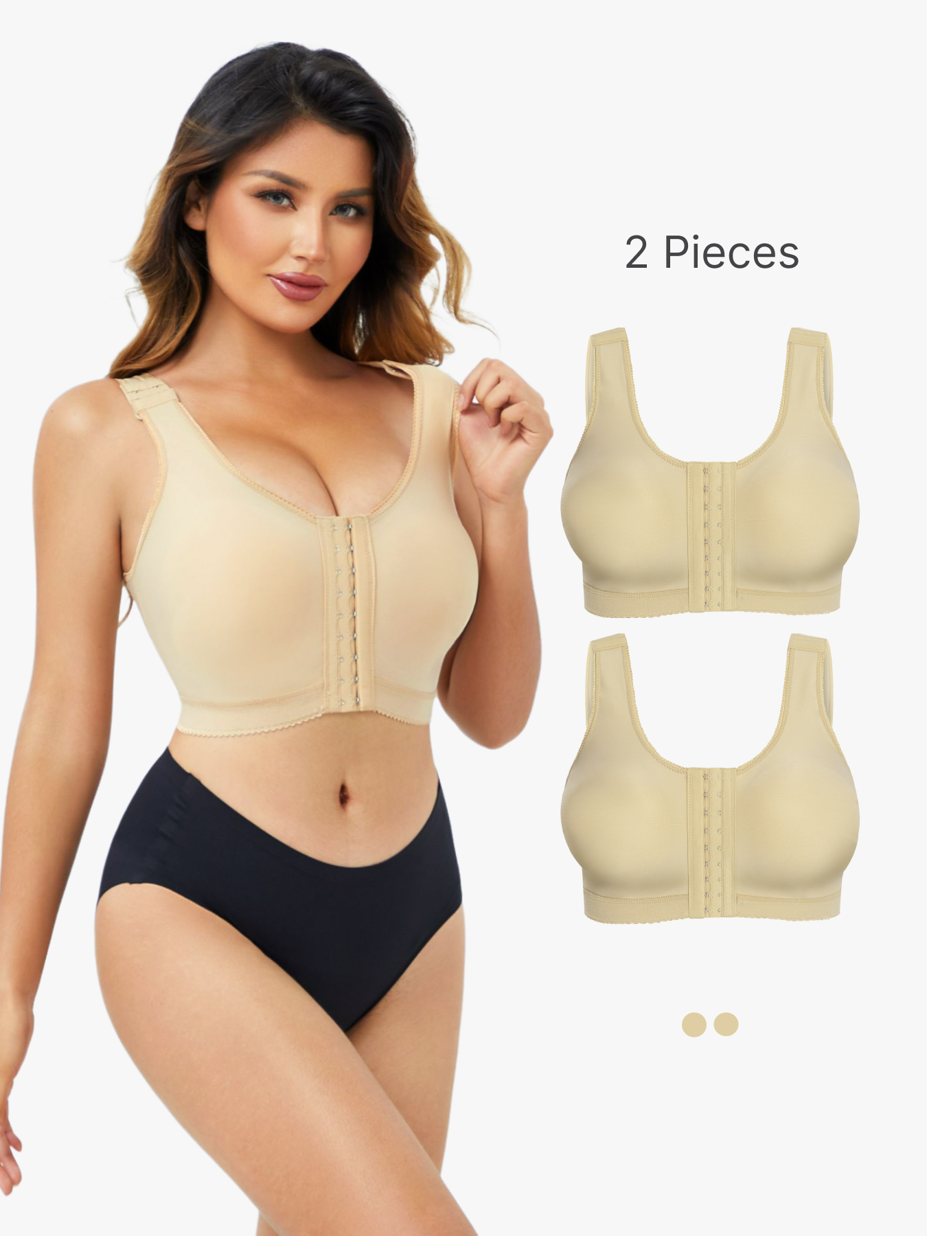 BRABIC 2-Piece Set  Adjustable Post Surgery Front Closure Bras for Women TO010
