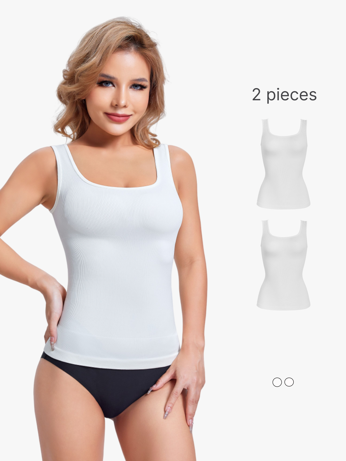 BRABIC 2-Piece Set Compression Tank Tops for Women Tummy Control Shapewear Square Neck Camisole Tanks Shaper TO018