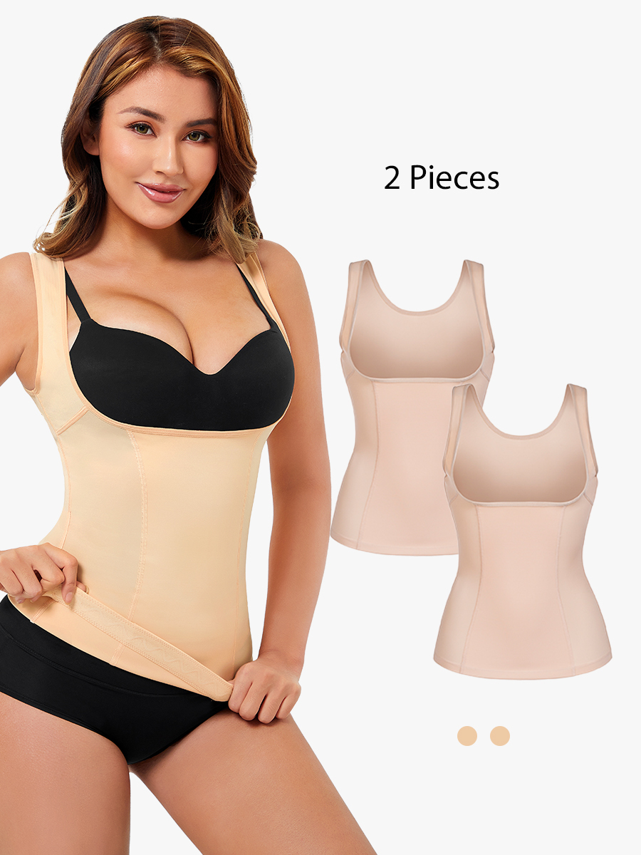 BRABIC 2-Piece Set Women's Tummy Control Shapewear Tank Tops Underbust Body Shaper Slimming Compression Camisole Fajas Waist Trainer TO025