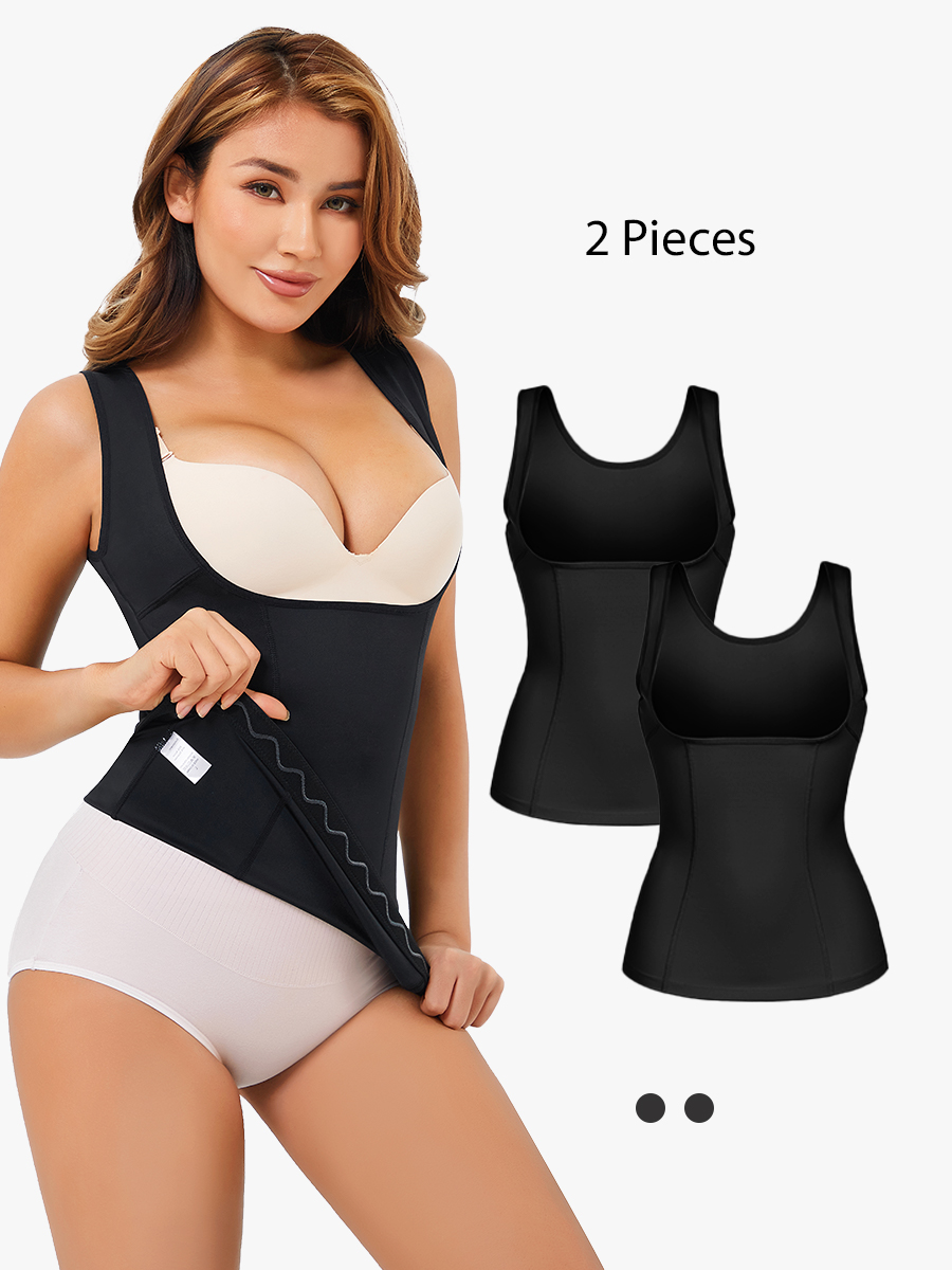 BRABIC 2-Piece Set Women's Tummy Control Shapewear Tank Tops Underbust Body Shaper Slimming Compression Camisole Fajas Waist Trainer TO025