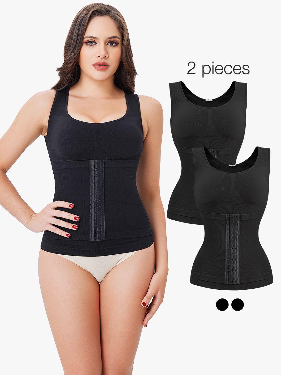2 Pieces 3 In 1 Waist Trainer Cami with Bra Extreme Tummy Control Tank Top-Brabic