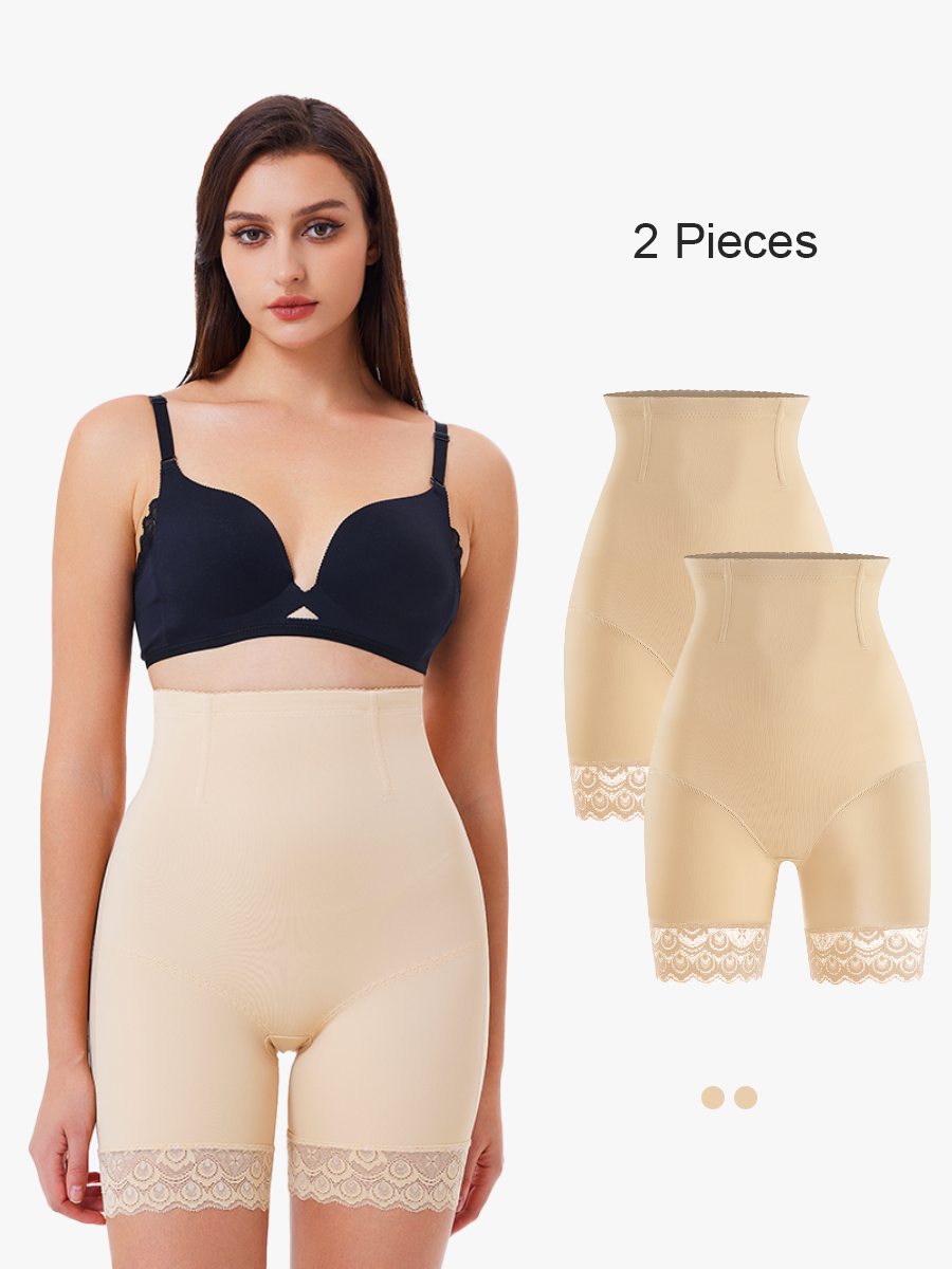 BRABIC 2-Piece Set Womens Tummy Control Shapewear Shorts High Waisted Slimming Body Shaper Thigh Slimmer Slip Shorts Under Dresses TS005