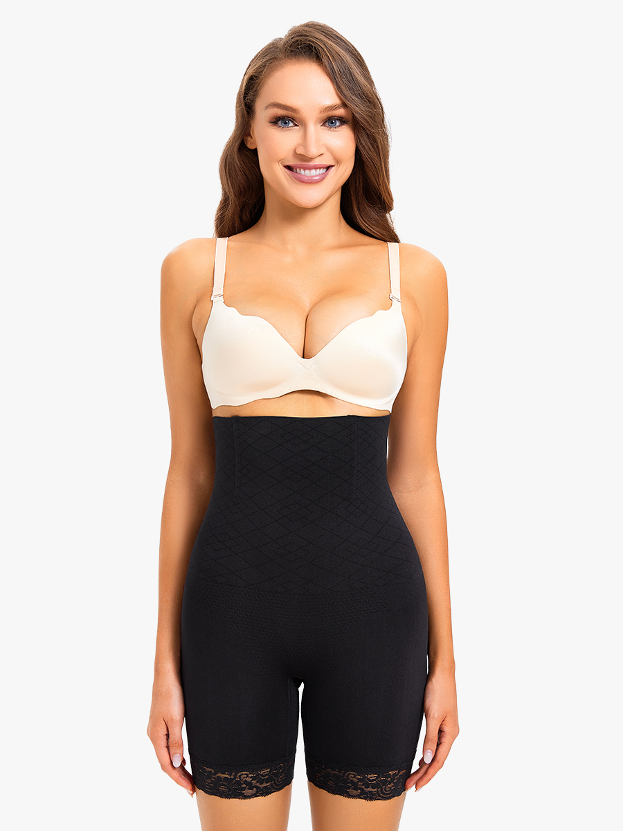 Lace Hem Tummy Control High Waist Butt Lifter Thigh Slimmer Under Dresses -Brabic
