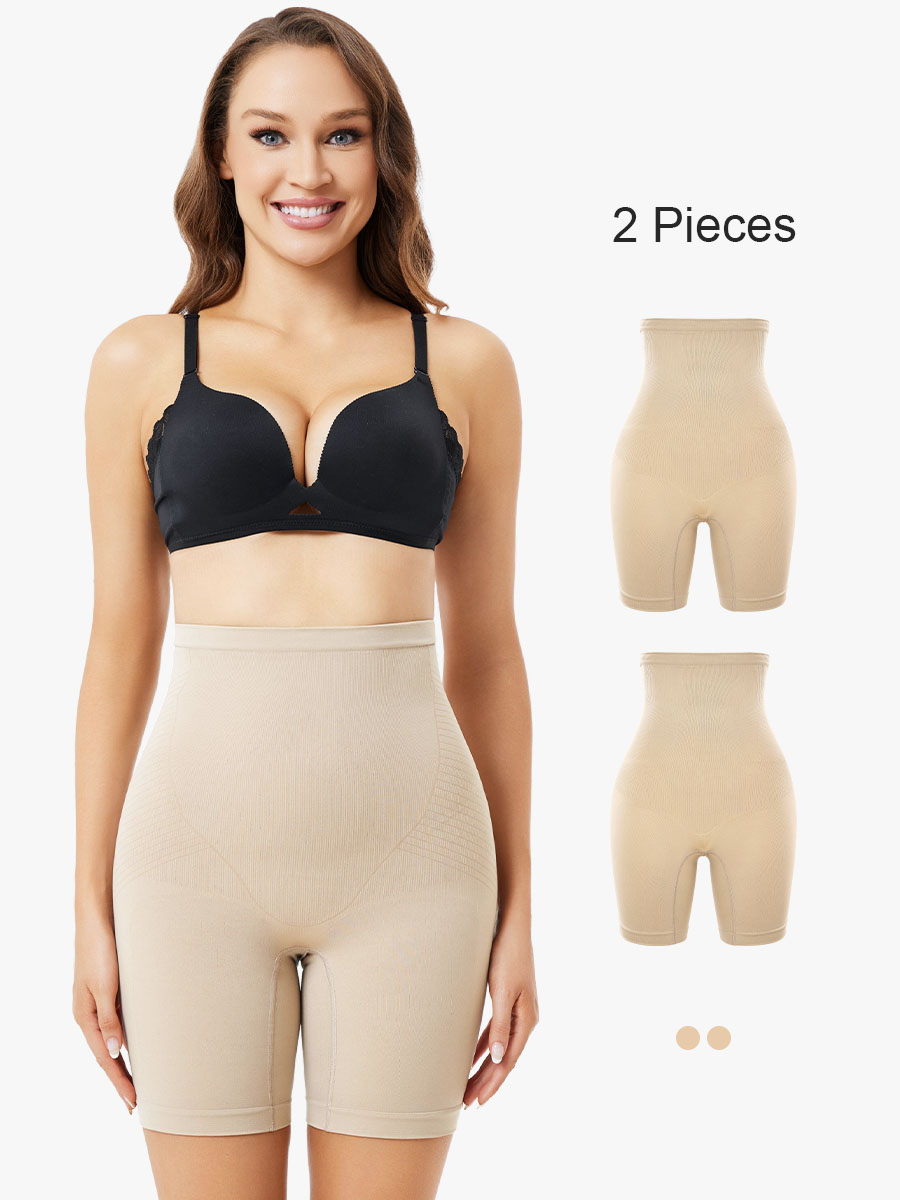 BRABIC 2-Piece Set Tummy Control Panties Thigh Slimmer Body Shaper Shorts for Women Butt Lifter TS011