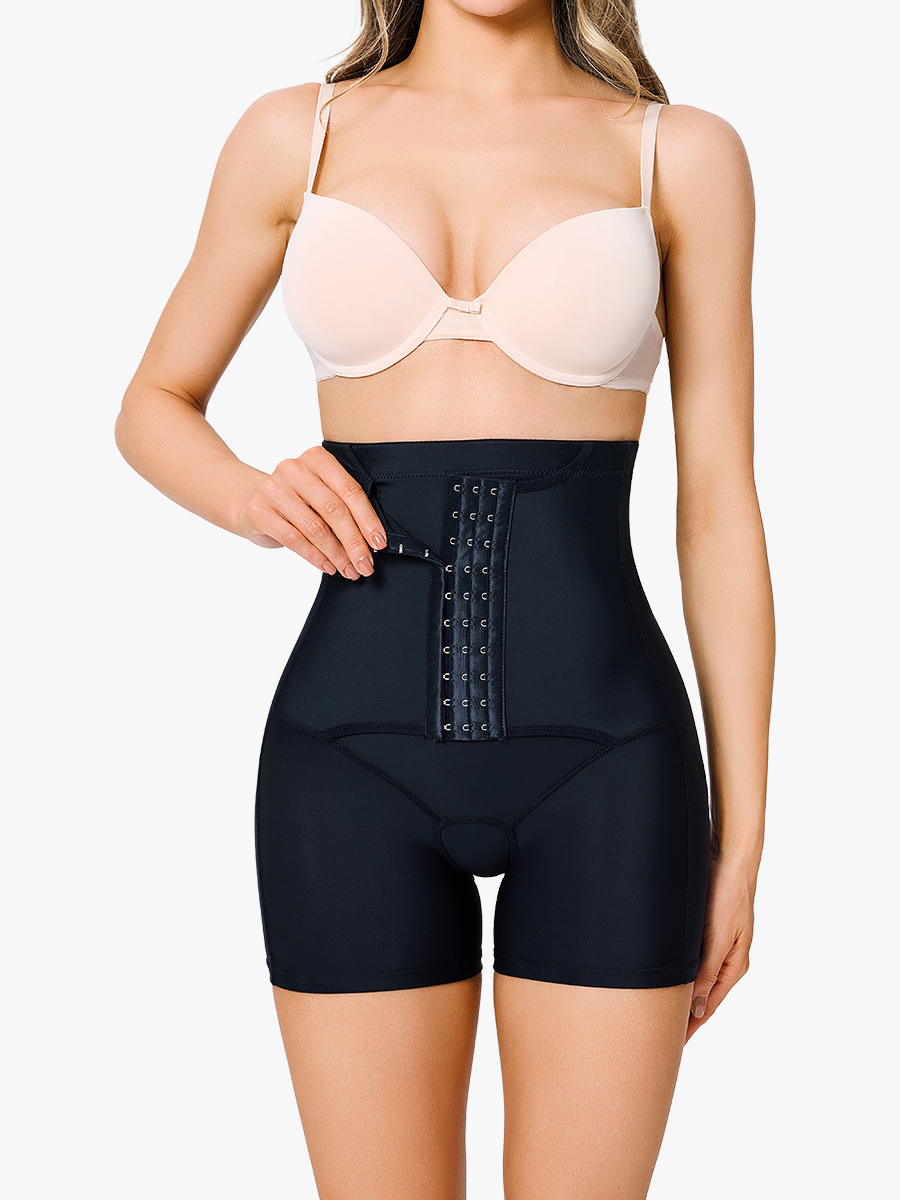 Adjustable Front Buckle Pleated Design Tummy Control Shapewear Body Thigh Slimmers-Brabic