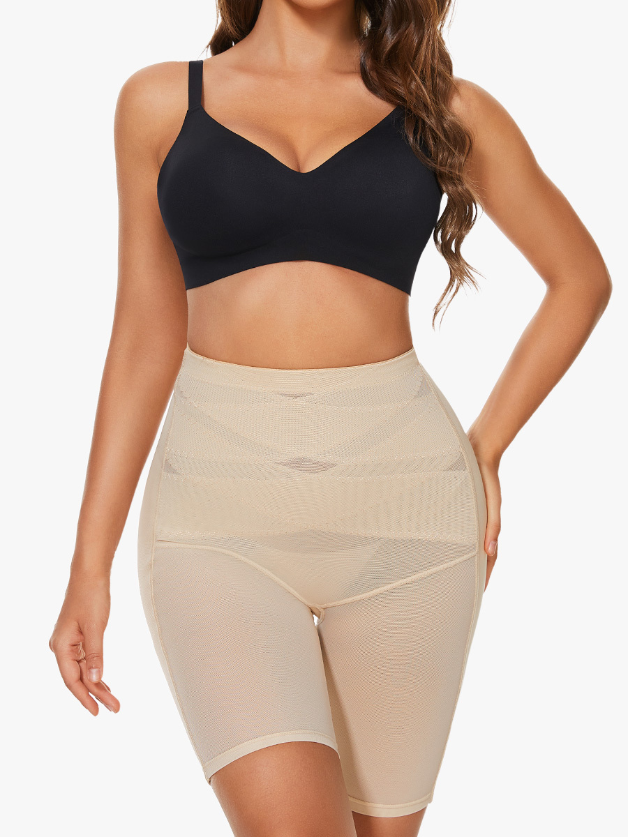 Mesh Breathable Tummy Control Cut-Out Butt Lifter Cotton Crotch Thigh Slimmer-Brabic