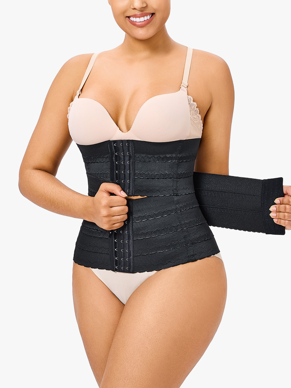 Anti-Roll Steel Boned Waist Trainer for Hourglass Figure All Day Wear-Brabic