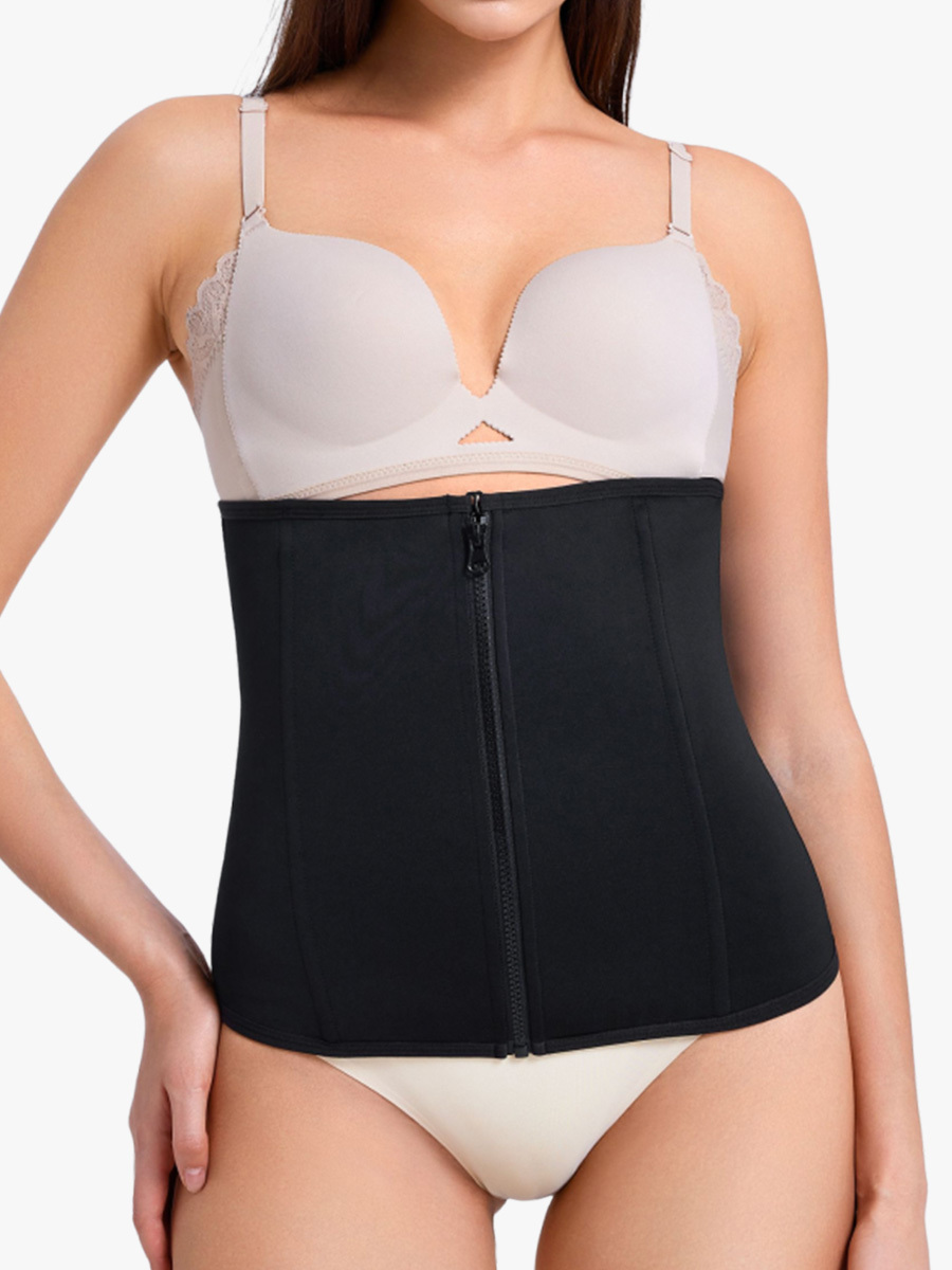 Front Zipper Adjustable Hook Steel Boned Tummy Control Waist Cinchers-Brabic