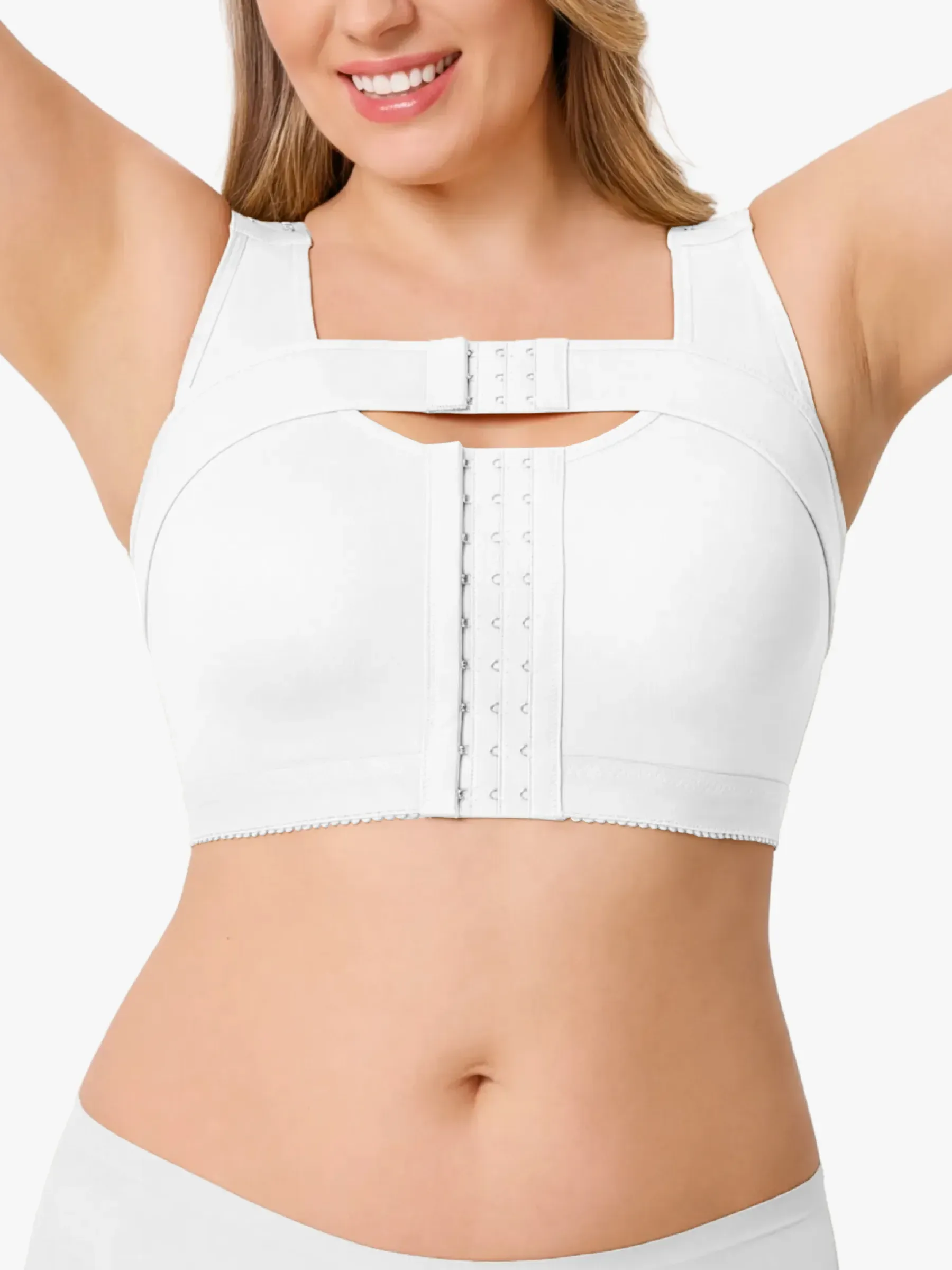 Front-Opening Full Coverage Wireless Comfort Mastectomy Post Surgery Bra with Breast Support Band