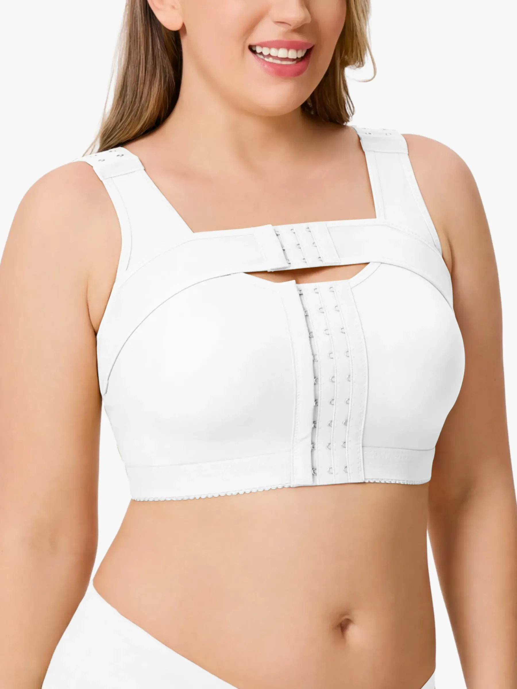 Front-Opening Full Coverage Wireless Comfort Mastectomy Post Surgery Bra with Breast Support Band