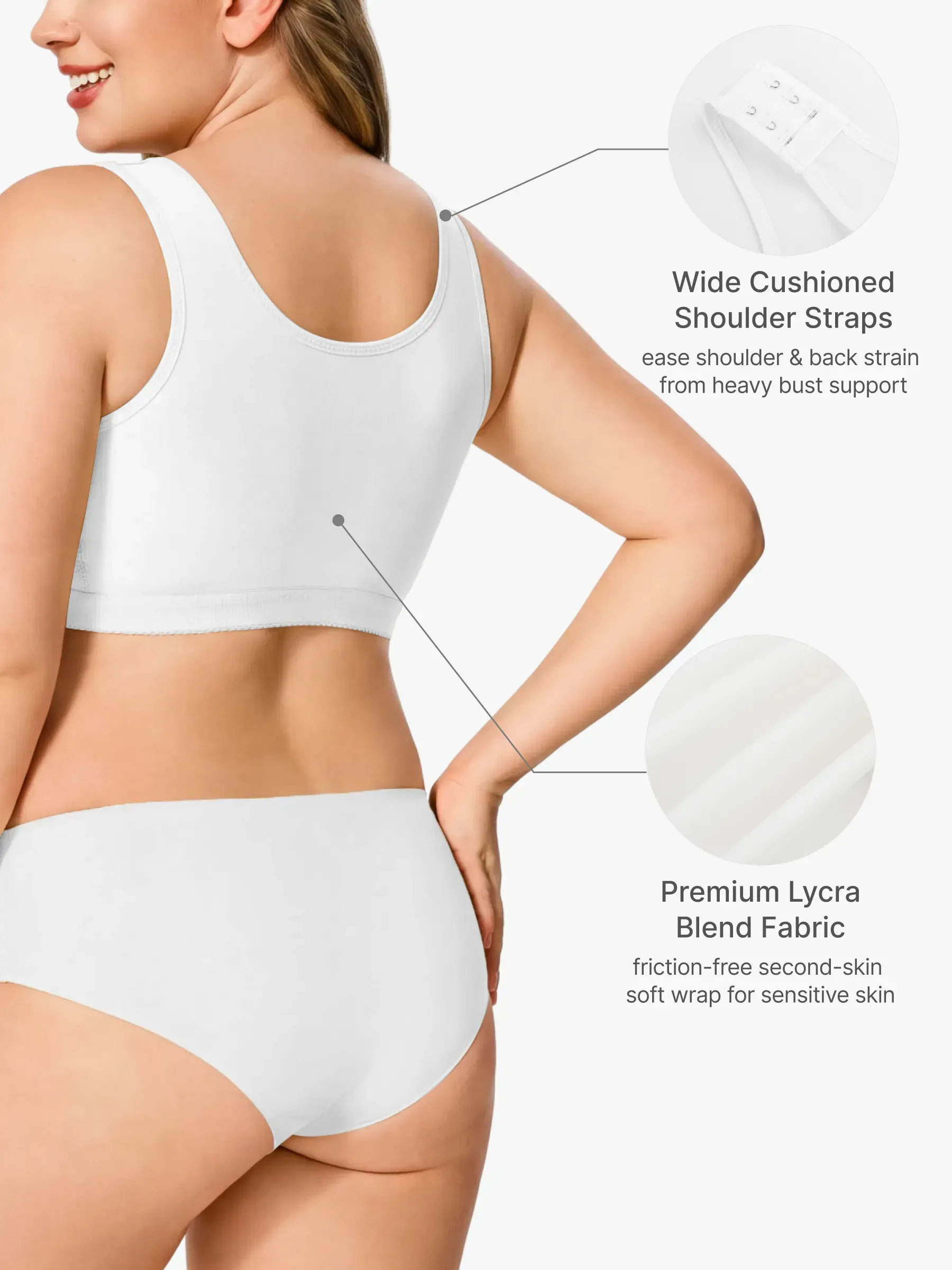 Front-Opening Full Coverage Wireless Comfort Mastectomy Post Surgery Bra with Breast Support Band