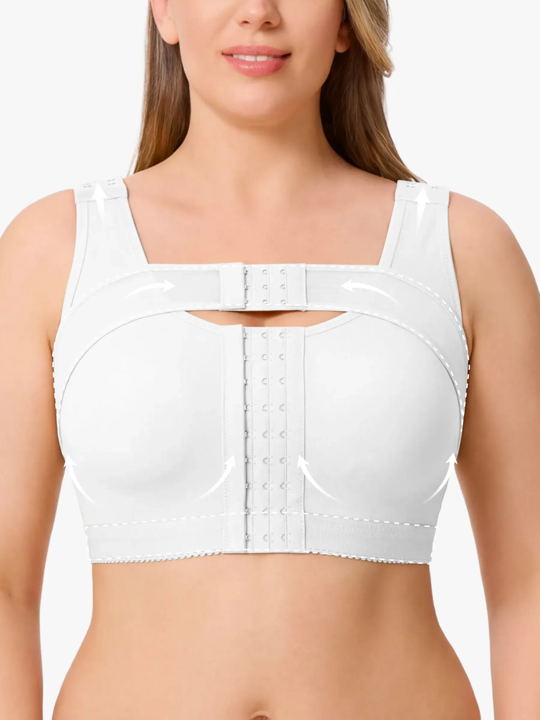 Front-Opening Full Coverage Wireless Comfort Mastectomy Post Surgery Bra with Breast Support Band