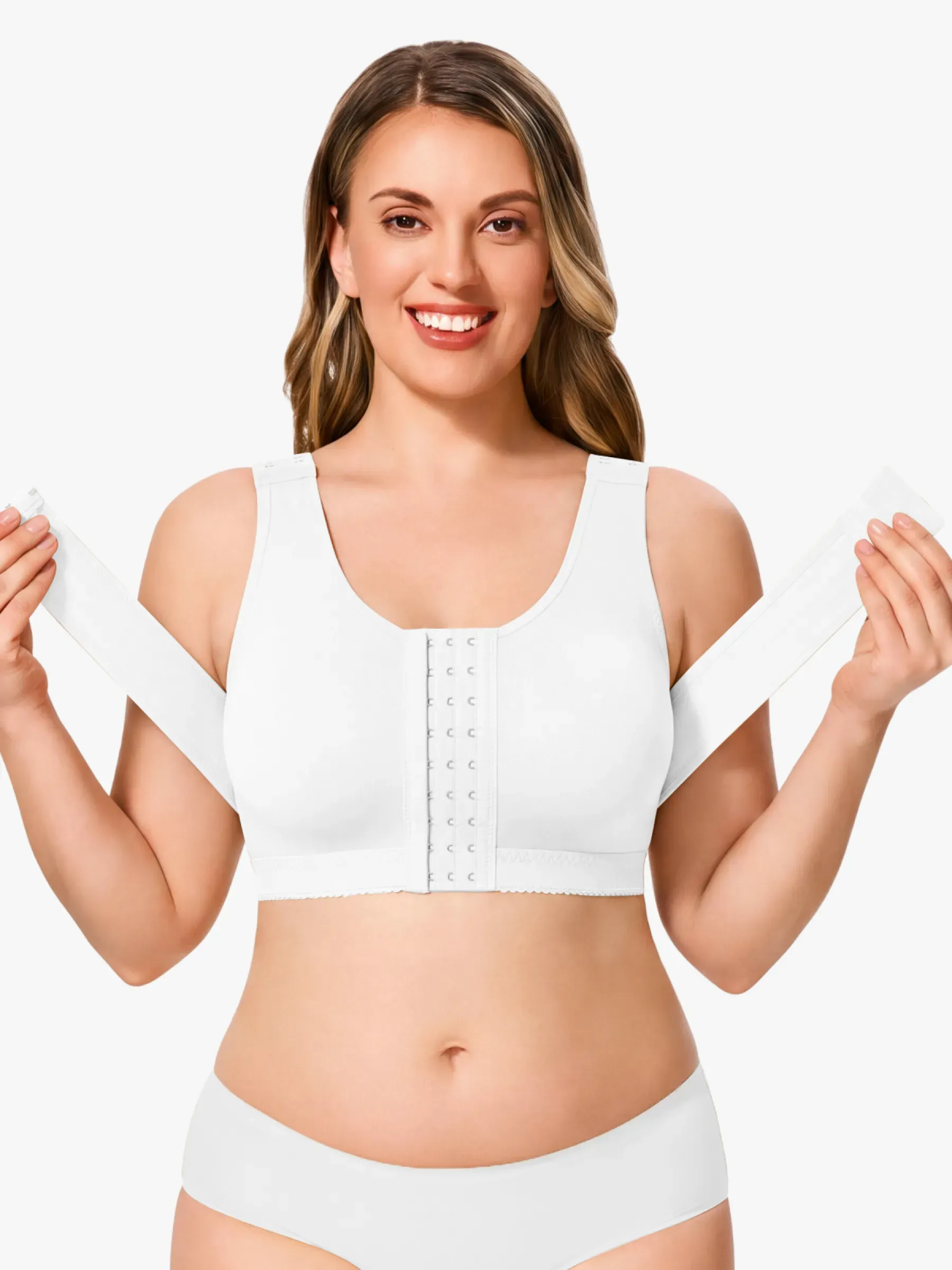 Front-Opening Full Coverage Wireless Comfort Mastectomy Post Surgery Bra with Breast Support Band