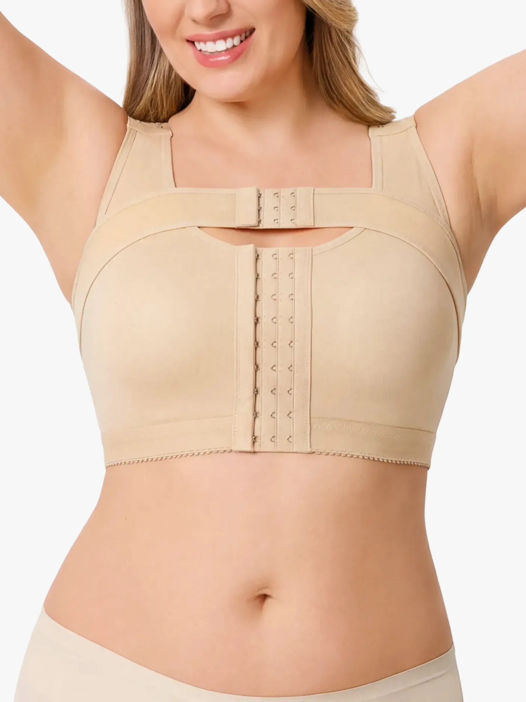 Front-Opening Full Coverage Wireless Comfort Mastectomy Post Surgery Bra with Breast Support Band
