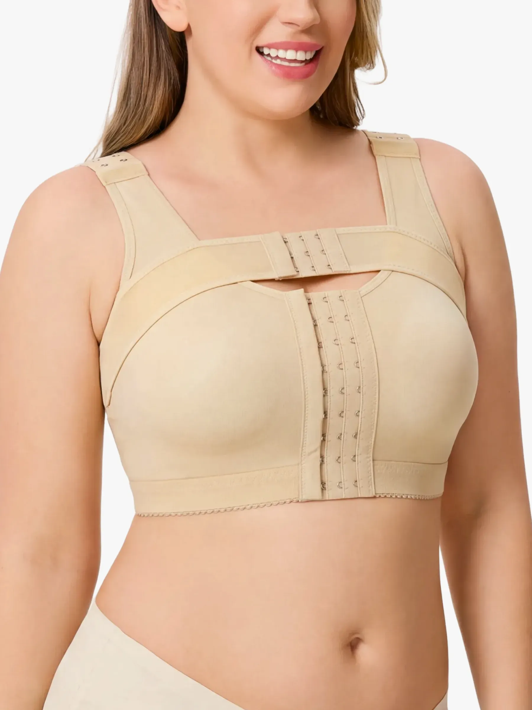 Front-Opening Full Coverage Wireless Comfort Mastectomy Post Surgery Bra with Breast Support Band