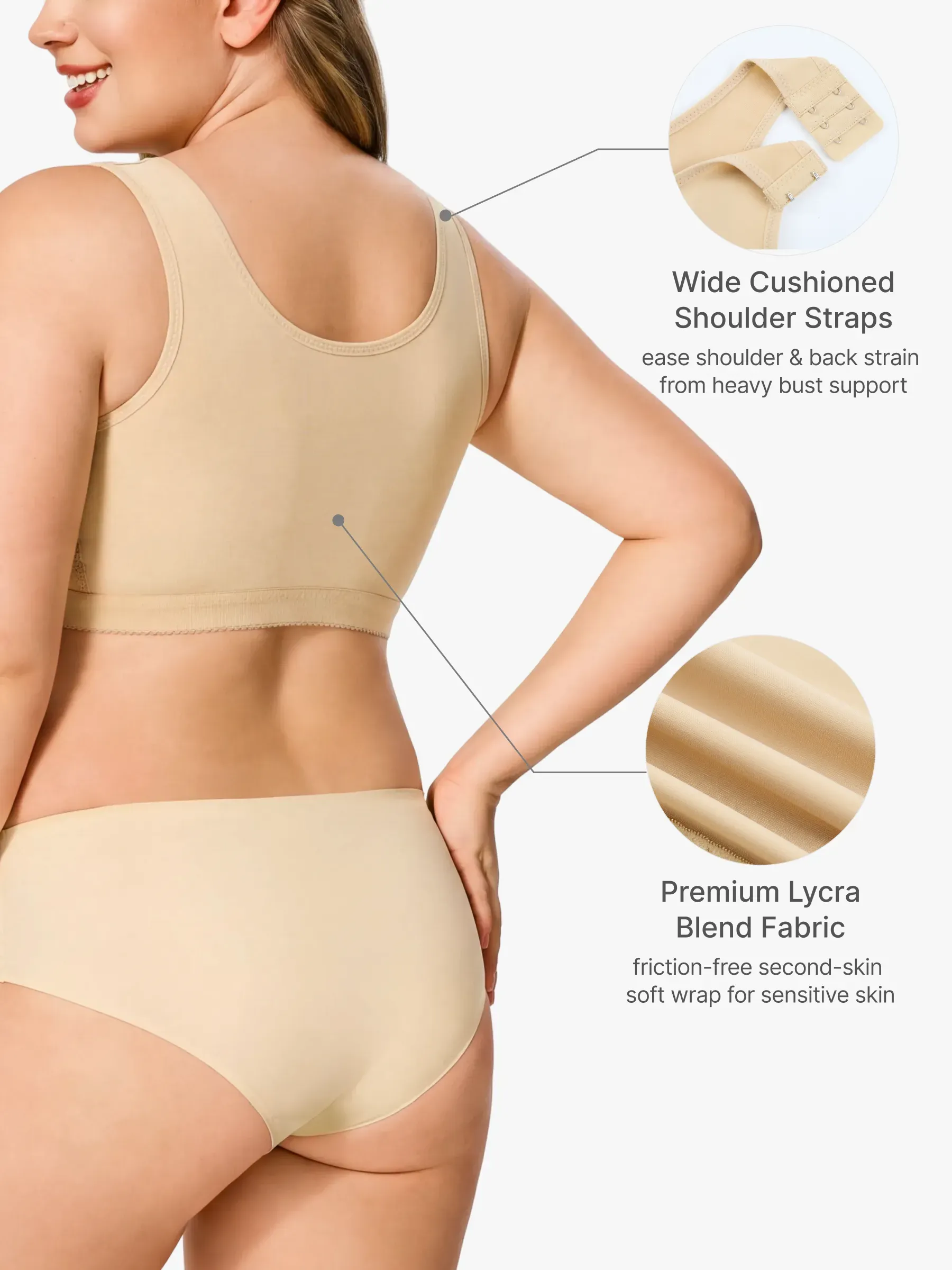Front-Opening Full Coverage Wireless Comfort Mastectomy Post Surgery Bra with Breast Support Band